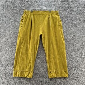 Iridium Pants Womens 1X Mustard Gold Relaxed Lagenlook Pull On Casual Crop